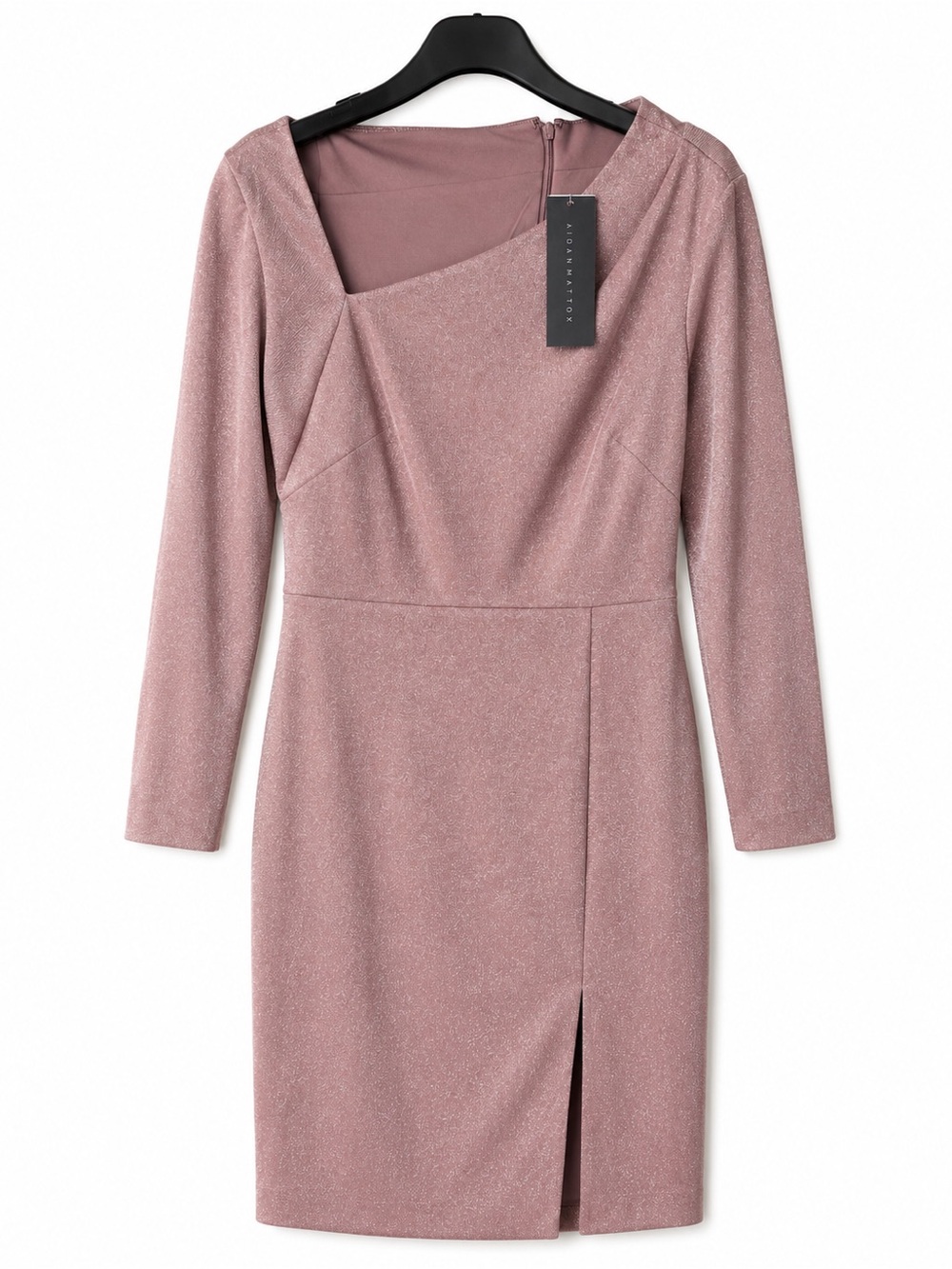 Aidan Mattox Dusty Rose Long-Sleeve Sheath Dress